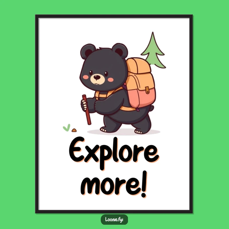 Funny Bear Explorer Poster, Bring Wandering Charm to Your Walls!