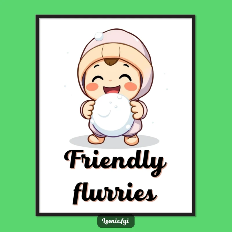 Funny Snowball Fight Character Poster - Winter Wall Art Gift