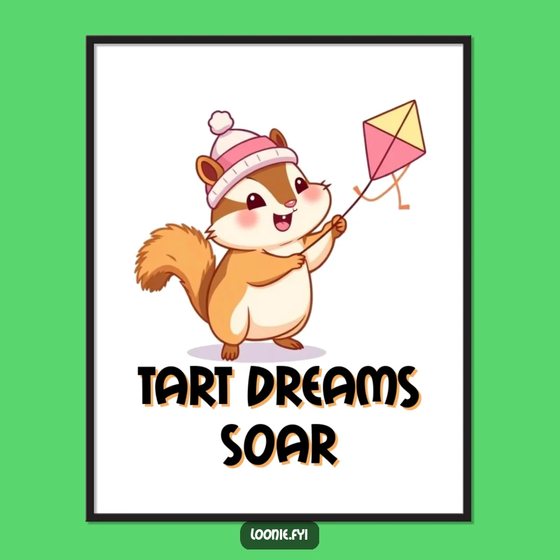 Funny Chipmunk Butter Tart Kite Poster: Whimsical Wall Art!
