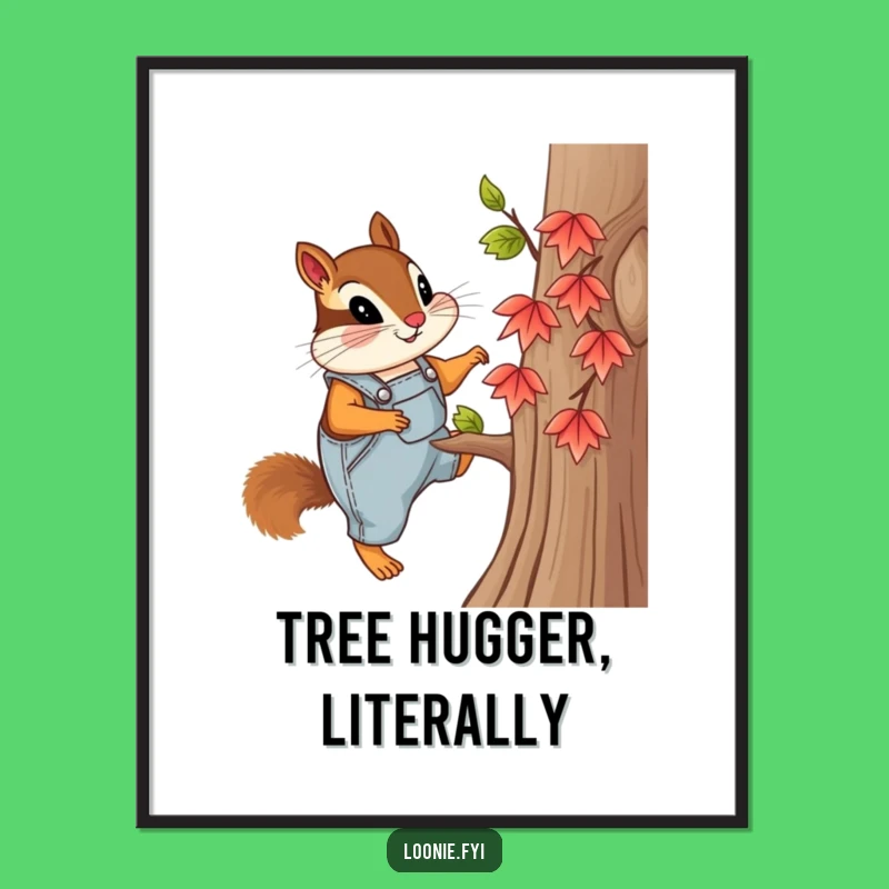Funny Chipmunk Overalls Poster: Curious Climber Nature Art