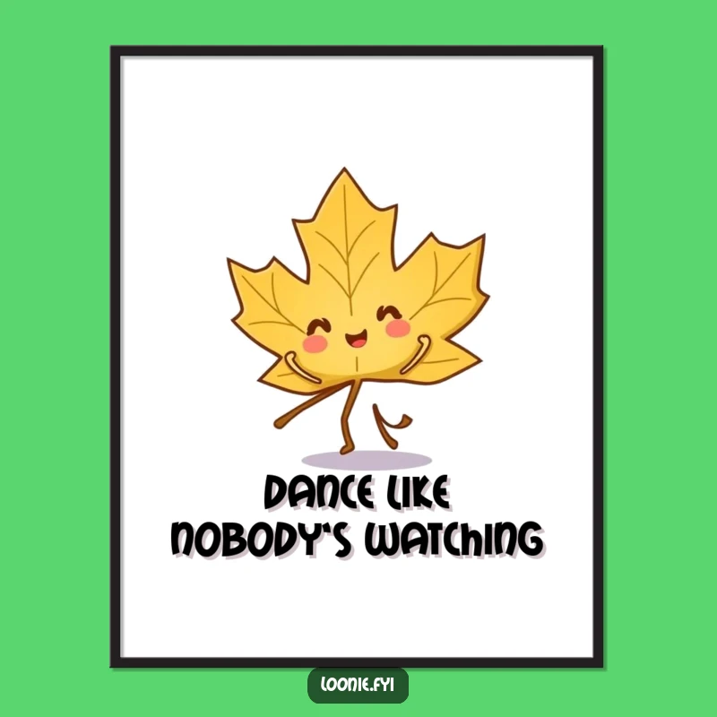 Funny Maple Leaf Poster: Playful Character's Dancing Art