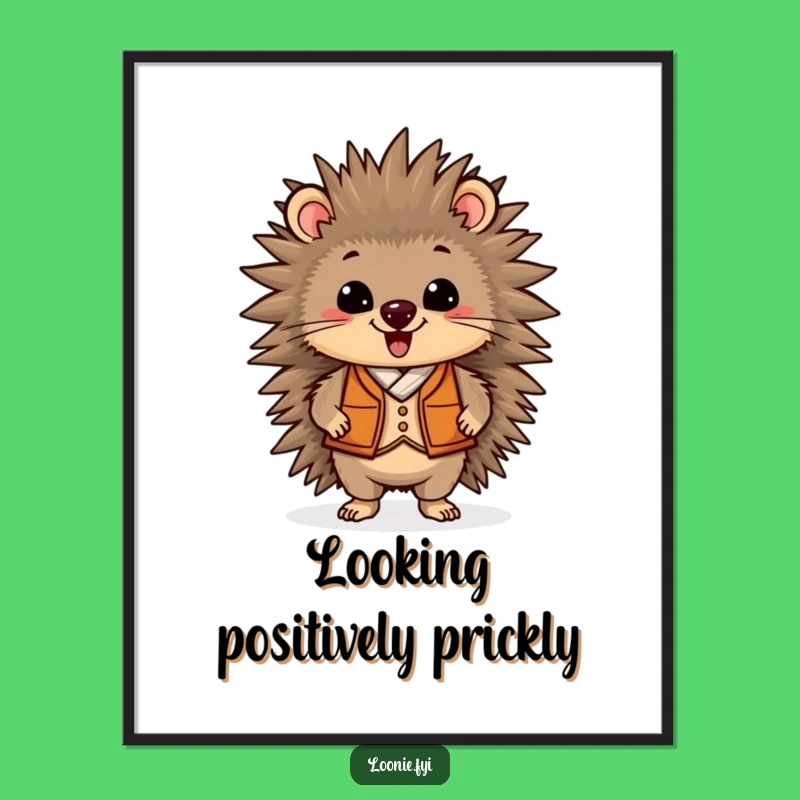 Funny Porcupine Vest Poster: Proudly Display This Delightful Animal Art