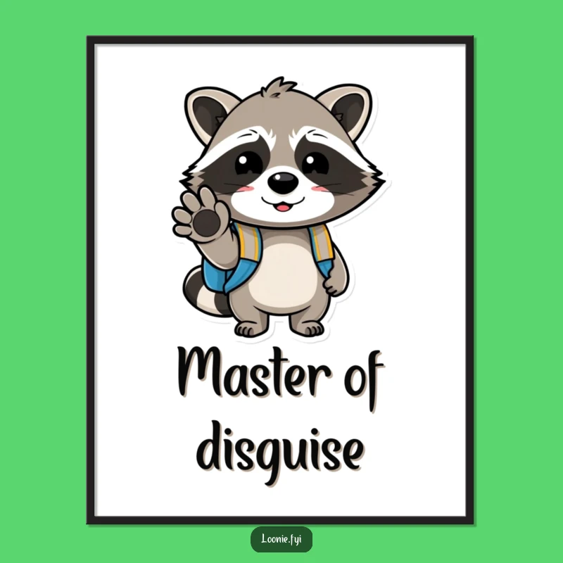 Funny Raccoon Backpack Poster: Cheerful Art with a Playful Wink
