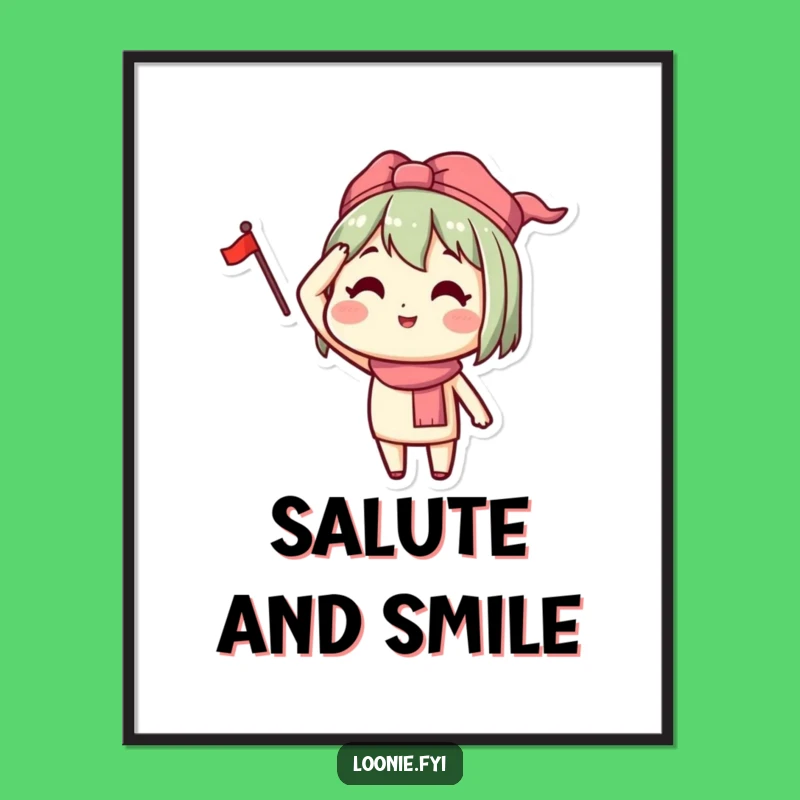 Funny Saluting Character Poster - Joyful Patriotic Art