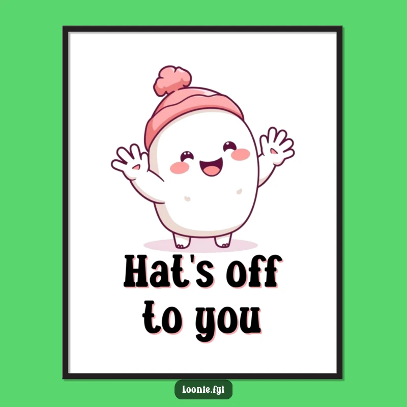 Funny Toque Poster: Happy Character's Cheerful Waving Art
