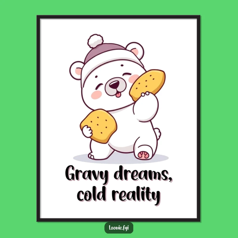 Funny Polar Bear Poutine Fumble Poster - Hilarious Canadian Wall Art!