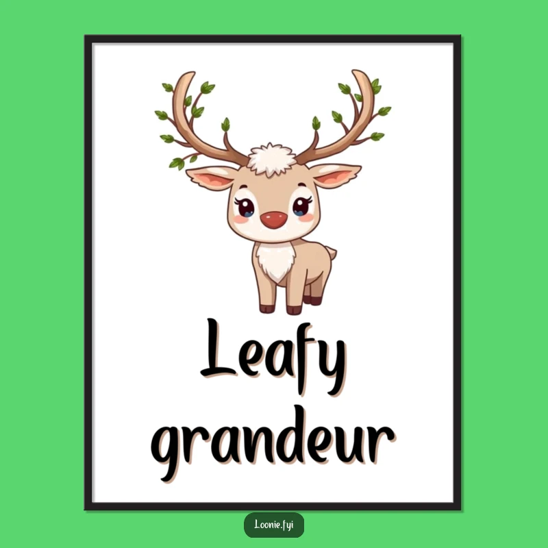 Proud Caribou Poster - Leafy Antlers, Majestic & Funny Woodland Wall Art