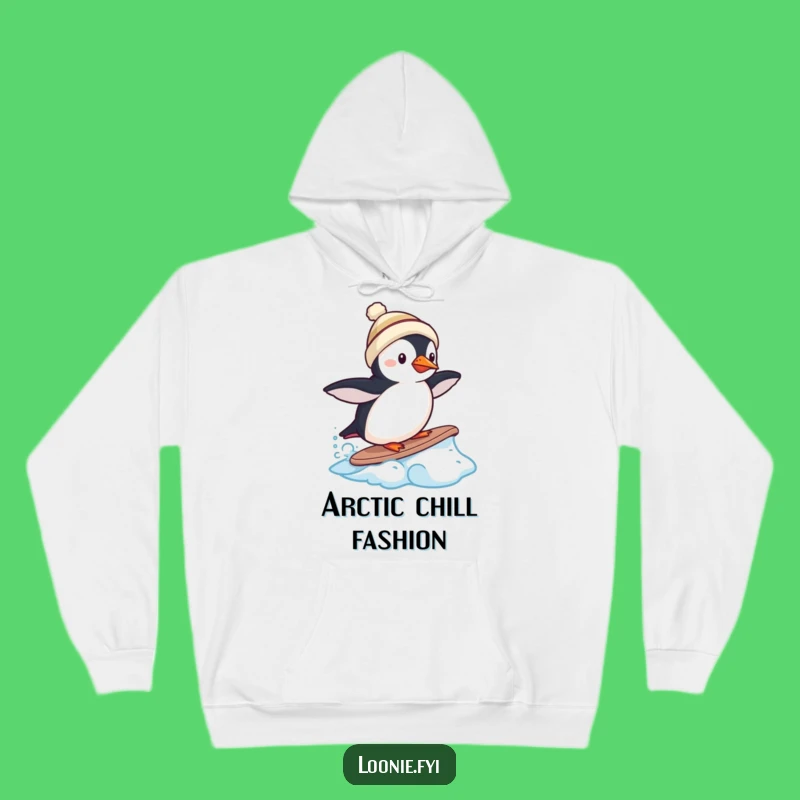 Funny Puffin Arctic Freeze Hoodie - Warm Winter Surf Fun!