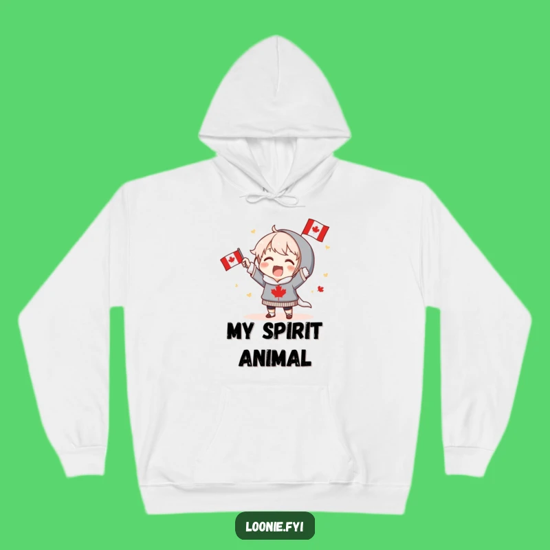 Funny Canadian Cheer Hoodie: Cozy Patriotism with an Excited Character