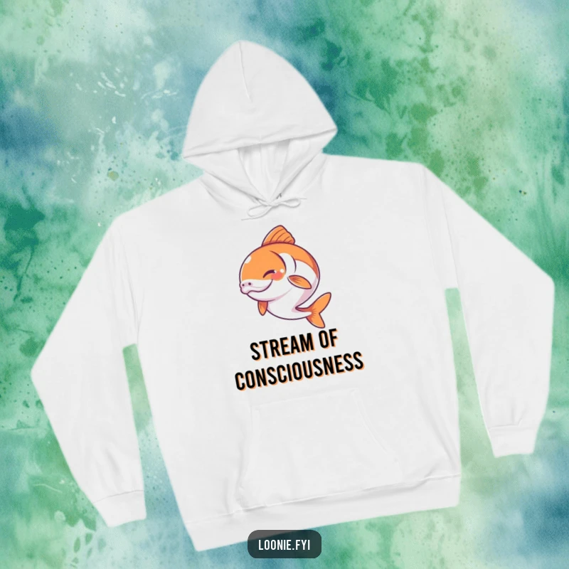 Funny hoodie featuring a determined salmon leaping joyfully, exuding happiness and a spirit of adventure.