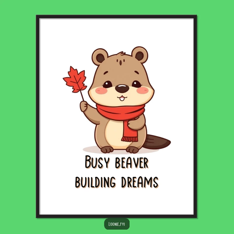 Free Printable Wall Art: Beaver Maple Leaf, Funny Downloadable Art