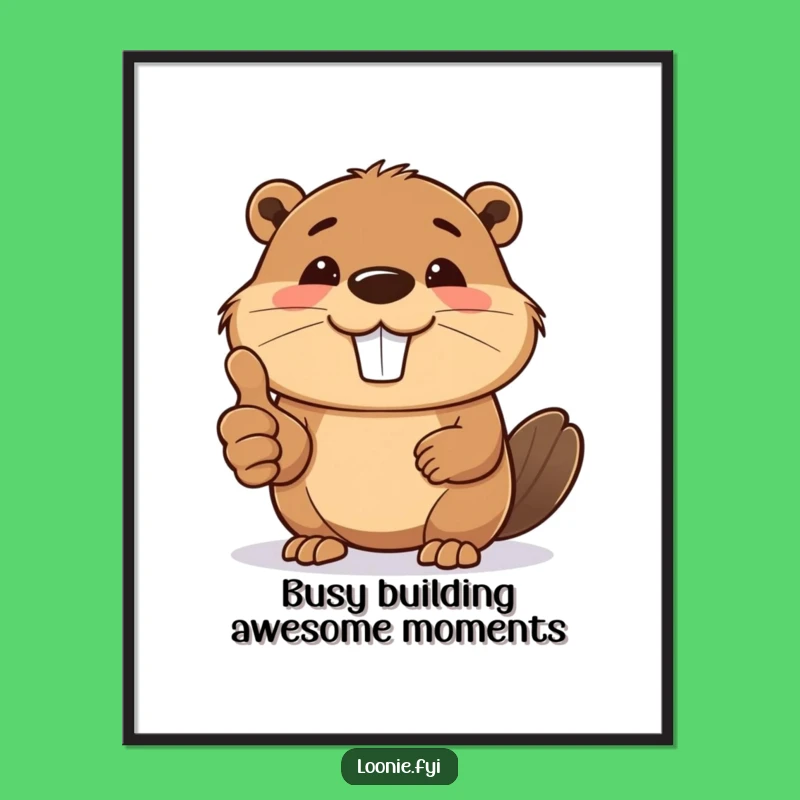 Funny Free Printable Wall Art: Smiling Beaver Thumbs Up, Whimsical Downloadable Decor