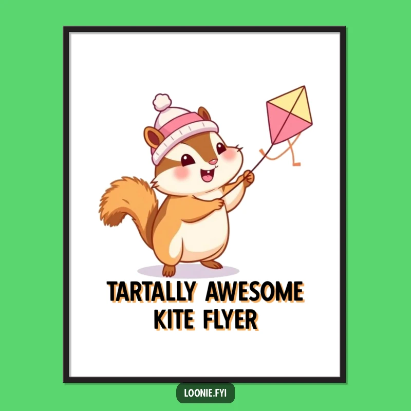 Free Printable Chipmunk Butter Tart Kite Art - Downloadable Whimsical Canadian Wall Decor