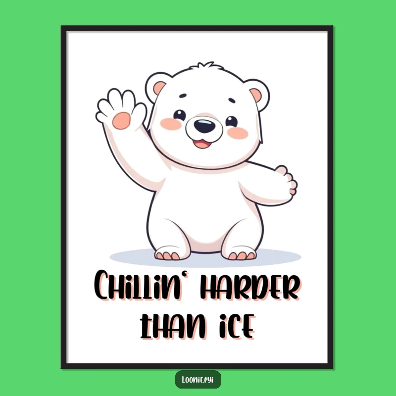 Free Printable Cute Polar Bear Wall Art Downloadable Baby Room Decor