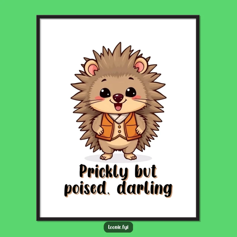 Free Printable Wall Art: Dapper Porcupine Vest, Funny Downloadable Decor for Quirky Spaces