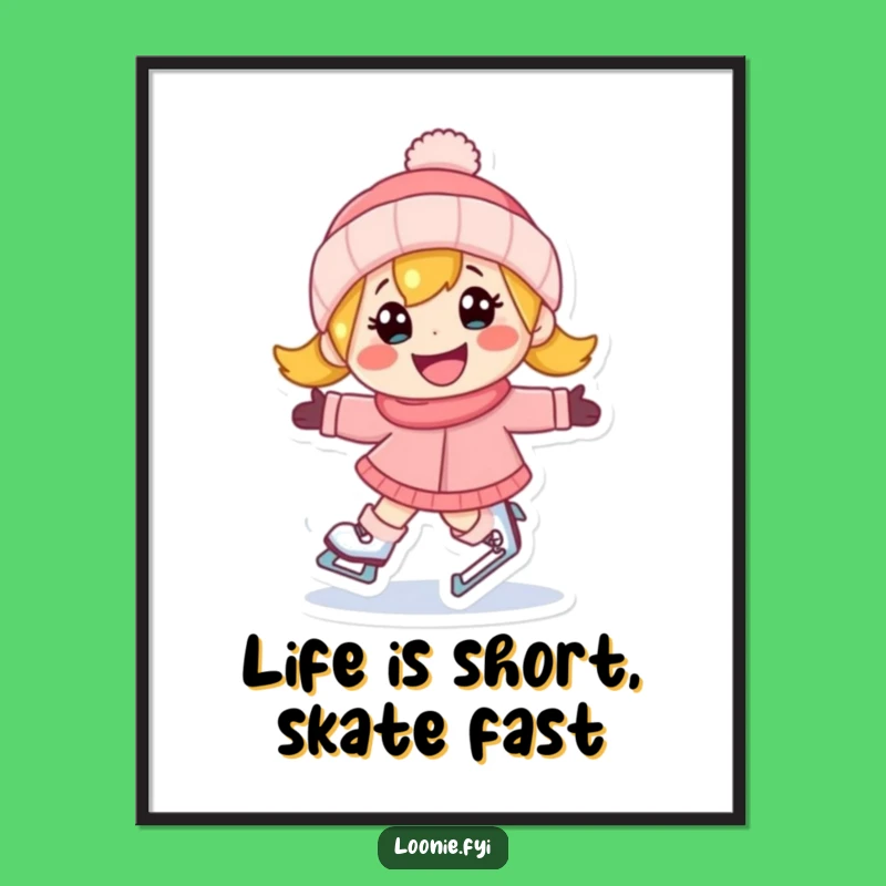 Free Printable Wall Art: Funny Ice Skating Character, Hilarious Downloadable Decor!