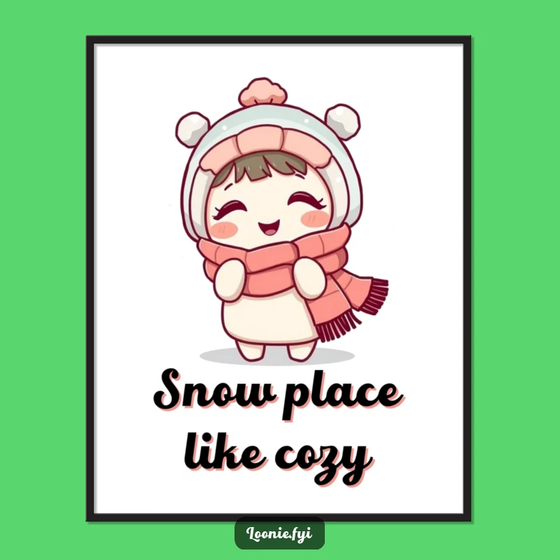 Free Printable Wall Art: Giggling Scarf Character, Cozy Winter Humor, Downloadable Art Gift