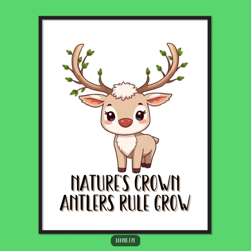 Free Printable Wall Art: Proud Caribou with Leaf Antlers Downloadable Decor!