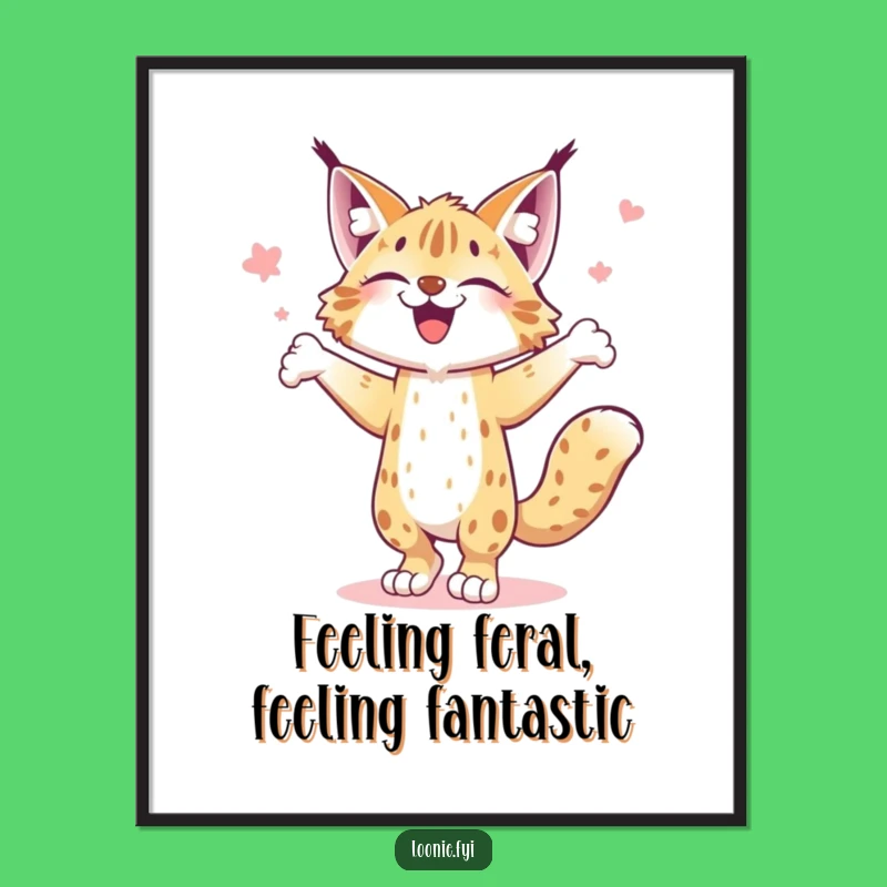 Funny Free Printable Wall Art: Joyful Lynx Jigging, Whimsical Downloadable Decor for Any Room