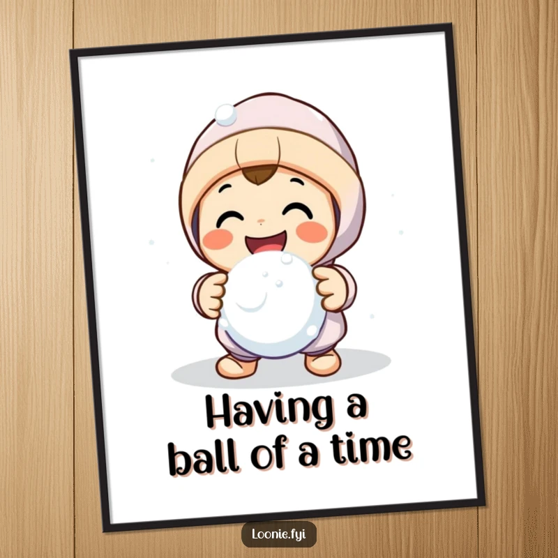 Funny Free Printable Wall Art: Smiling character initiating a friendly snowball fight, a vibrant downloadable piece for winter enthusiasts.
