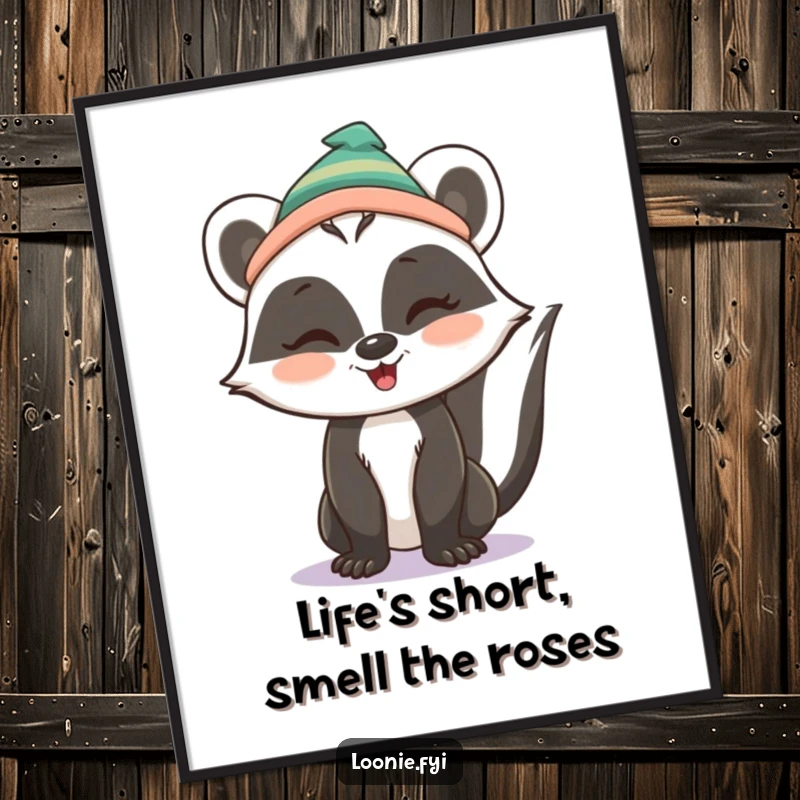 Funny Free Printable Wall Art: A charming skunk in a toque giving a mischievous wink.