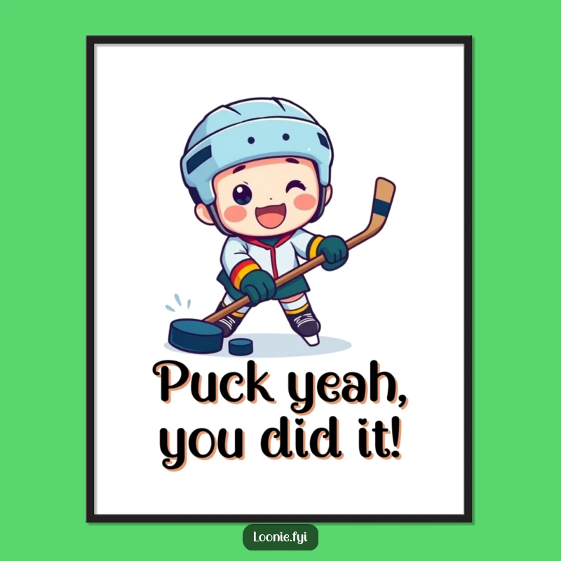 Free Printable Wall Art: Funny Hockey Player, Energetic Downloadable Decor!