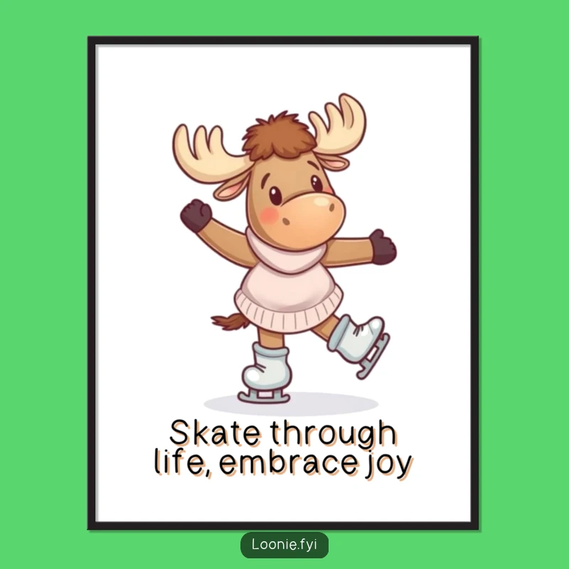Funny Free Printable Wall Art: Giddy Moose on Skates, Whimsical Downloadable Decor