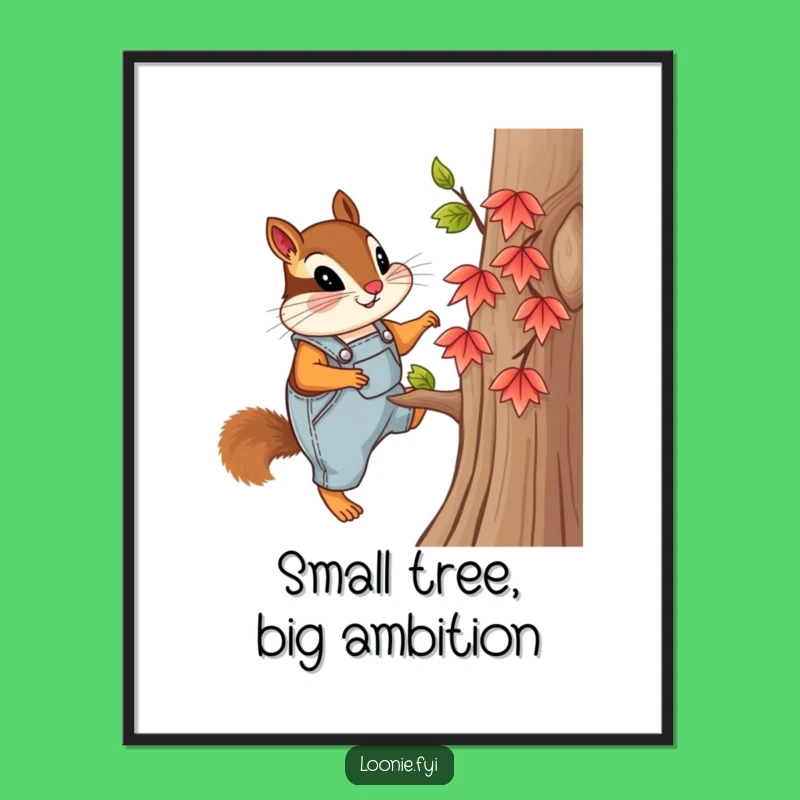 Free Printable Wall Art: Chipmunk Climber, Funny Downloadable Decor for Cozy Nooks