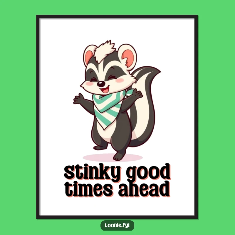 Free Printable Wall Art: Playful Skunk Happy Dance, Funny Downloadable Art