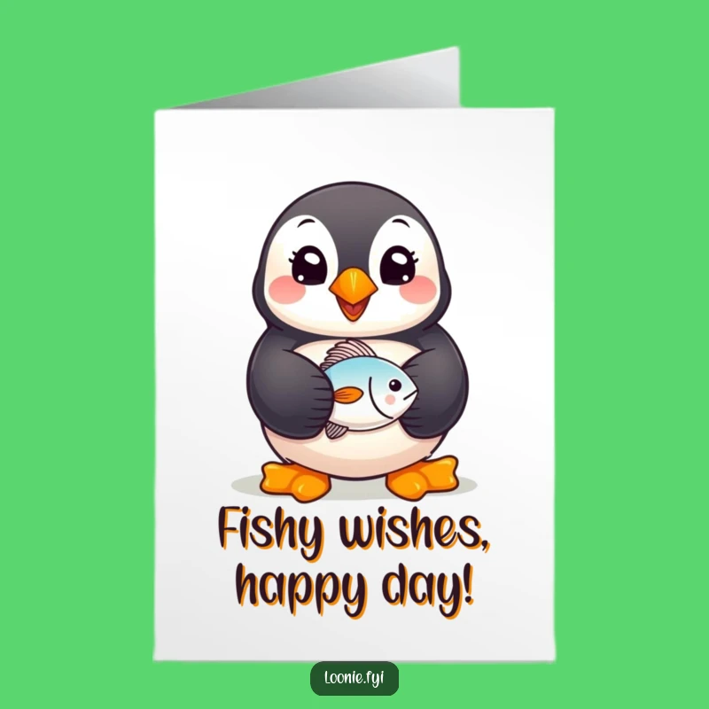 Free Printable Birthday Card: Cheerful Puffin Gift, Funny Downloadable Art for a Splashy Celebration