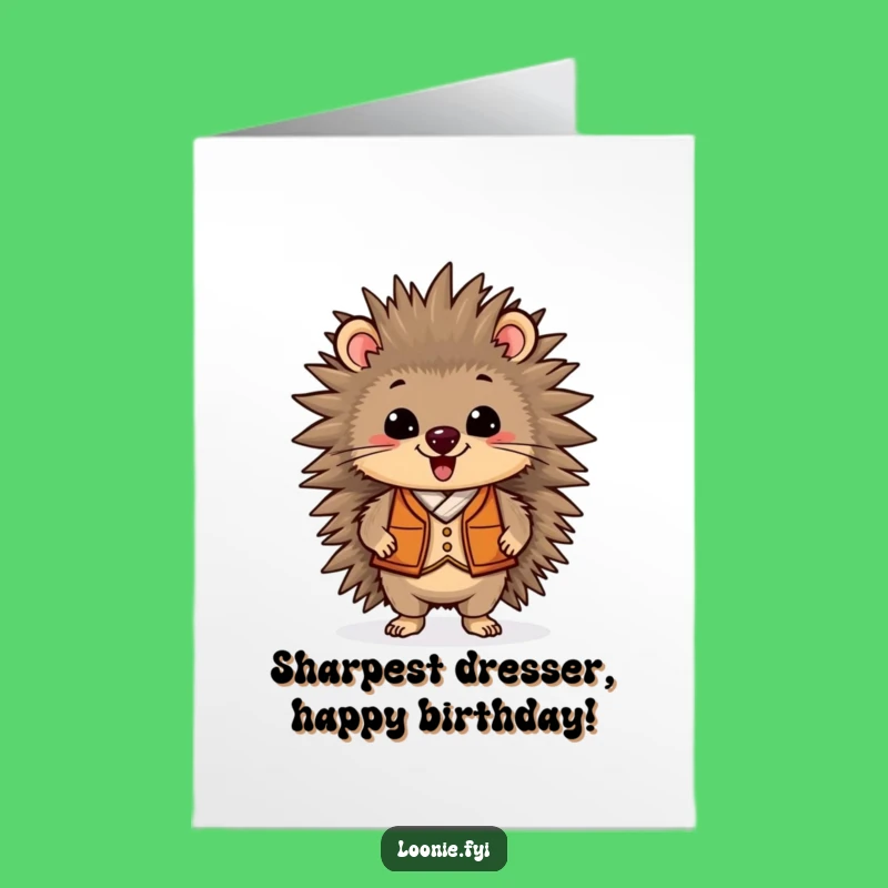 Free Printable Birthday Card: Dapper Porcupine Vest, Funny Downloadable Gift for Him