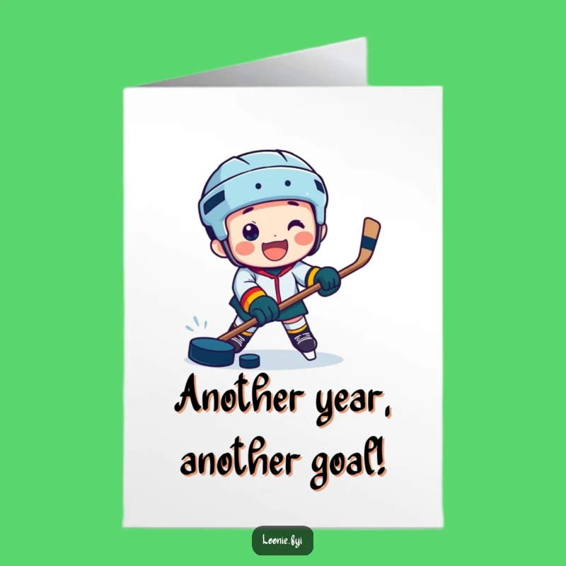 Free Printable Birthday Card: Funny Hockey Player, Energetic Downloadable Gift!