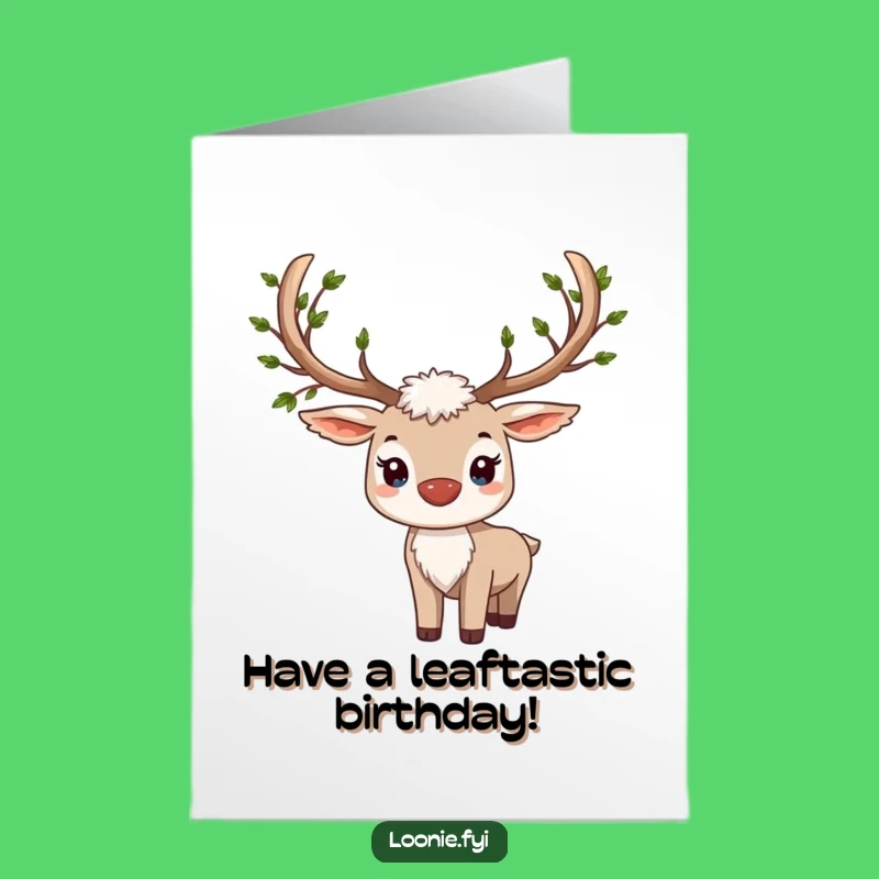 Free Printable Birthday Card: Proud Leafy Caribou Downloadable Natural Gift!