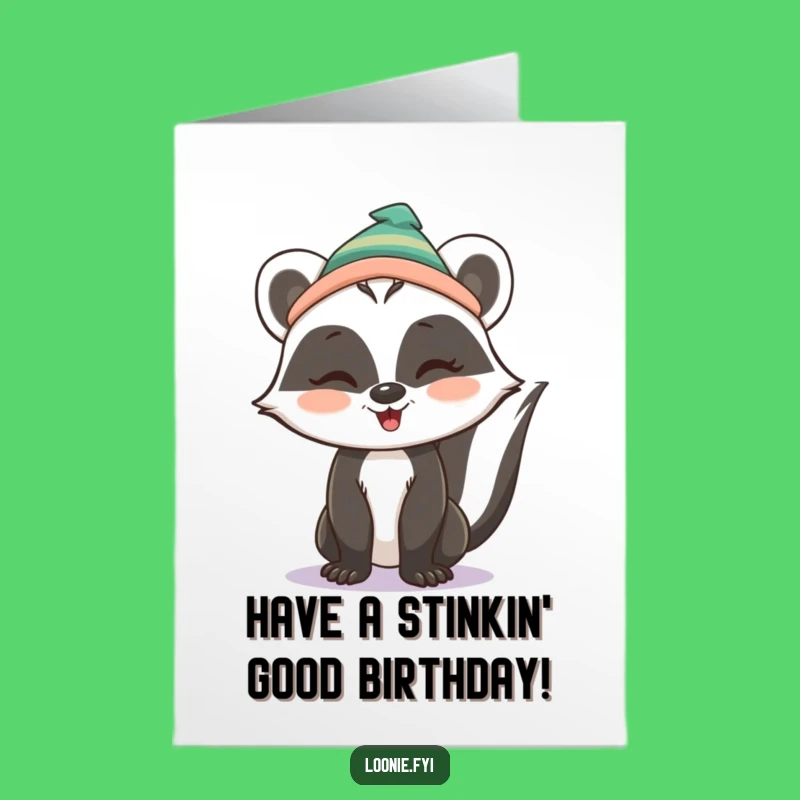 Free Printable Birthday Card: Winking Skunk in Toque, Hilarious Downloadable Gift