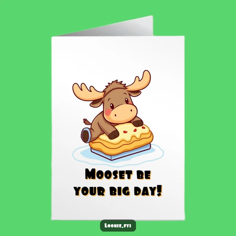 Free Printable Funny Moose Ice Skating Poutine Birthday Card - Downloadable LOL Greeting