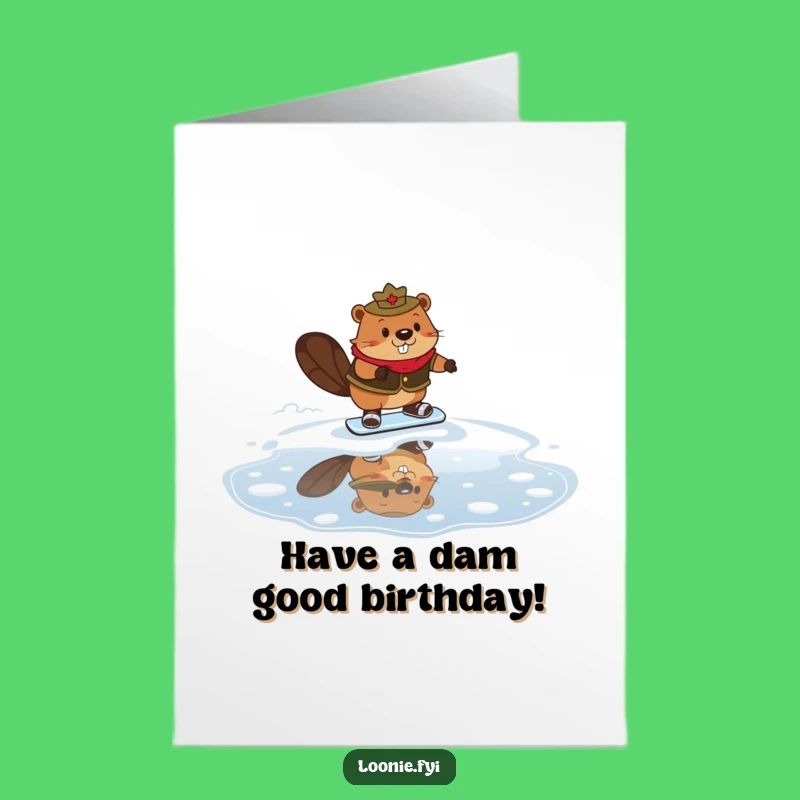Free Printable Birthday Card: Mountie Beaver Syrup Skate - Funny Downloadable Gift