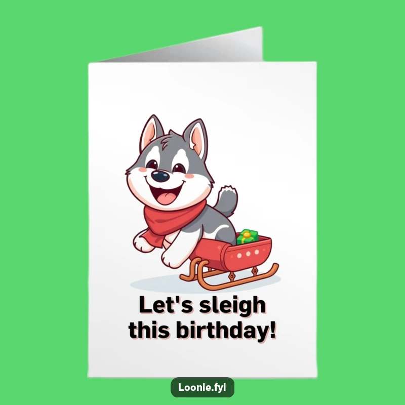 Free Printable Husky Birthday Card: Funny Sled Dog Downloadable Gift for Him