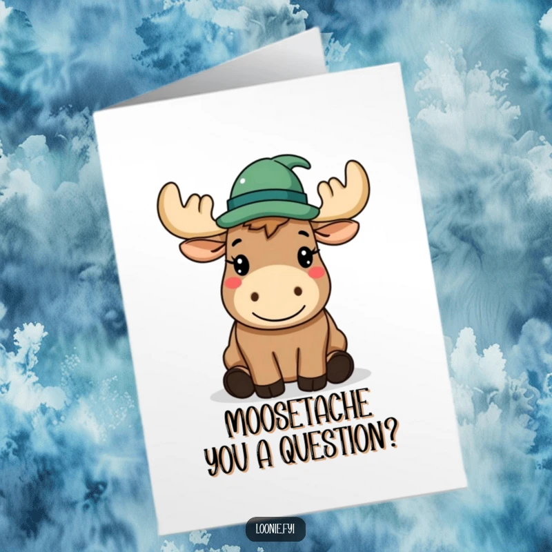 Funny Free Printable Birthday Card: A happy moose wearing a hat politely tips it as a birthday greeting.