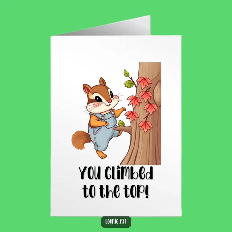 Free Printable Congrats Card: Chipmunk Climber, Funny Downloadable for Reaching New Heights