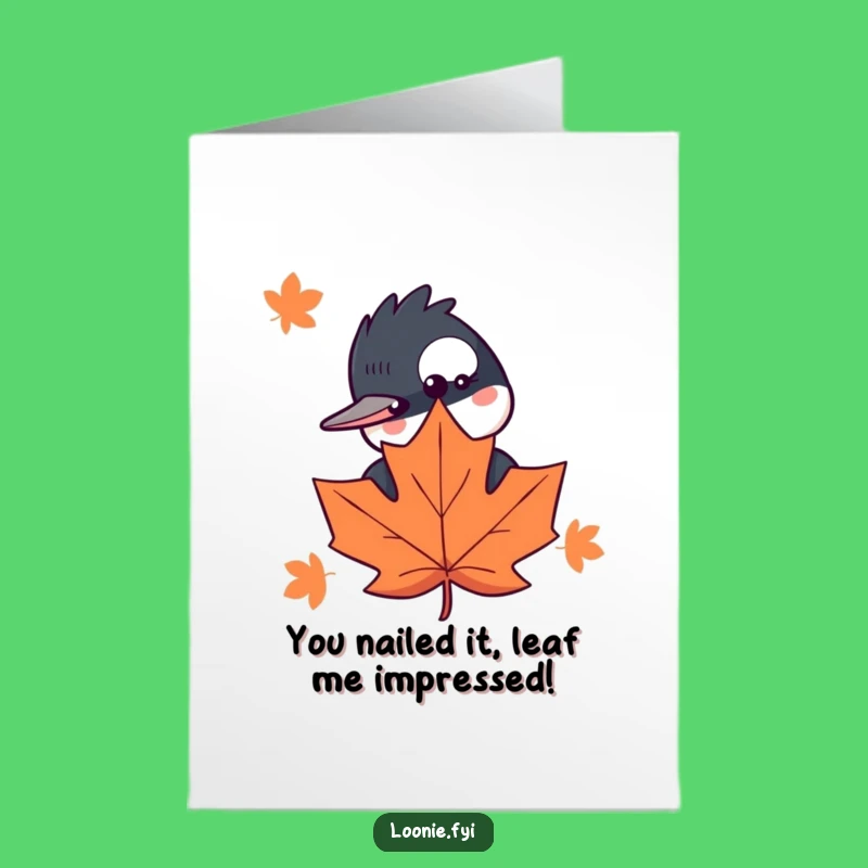 Free Printable Congrats Card: Curious Loon Peeking, Funny Downloadable Greeting for Any Occasion
