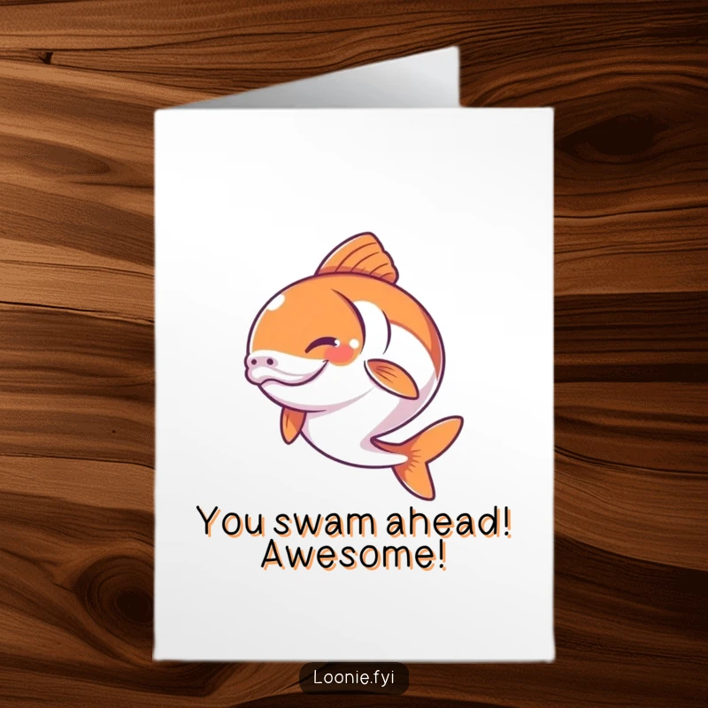 Free Printable Congratulations Card: A determined salmon leaping triumphantly, celebrating a hard-earned success.