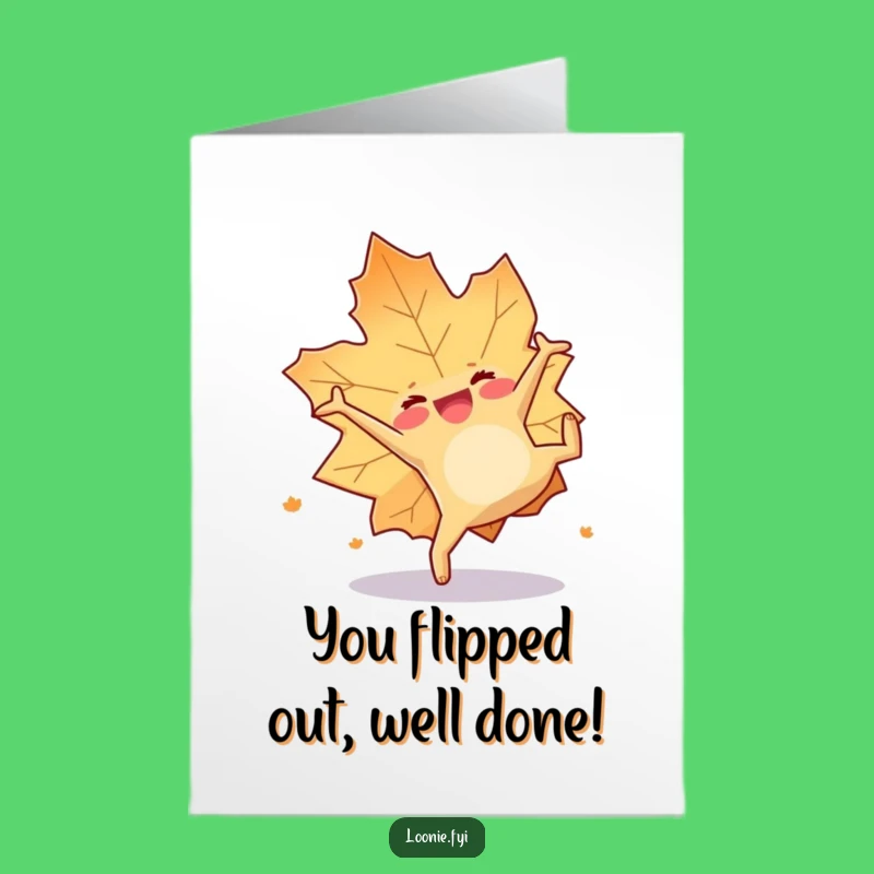 Free Printable Congrats Card: Happy Leaf Somersault, Funny Downloadable Greeting for Achievements
