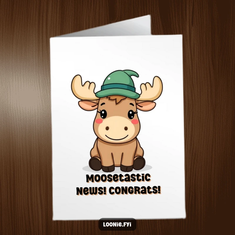 Funny Free Printable Congrats Card: A happy moose in a hat politely tips it to offer congratulations.