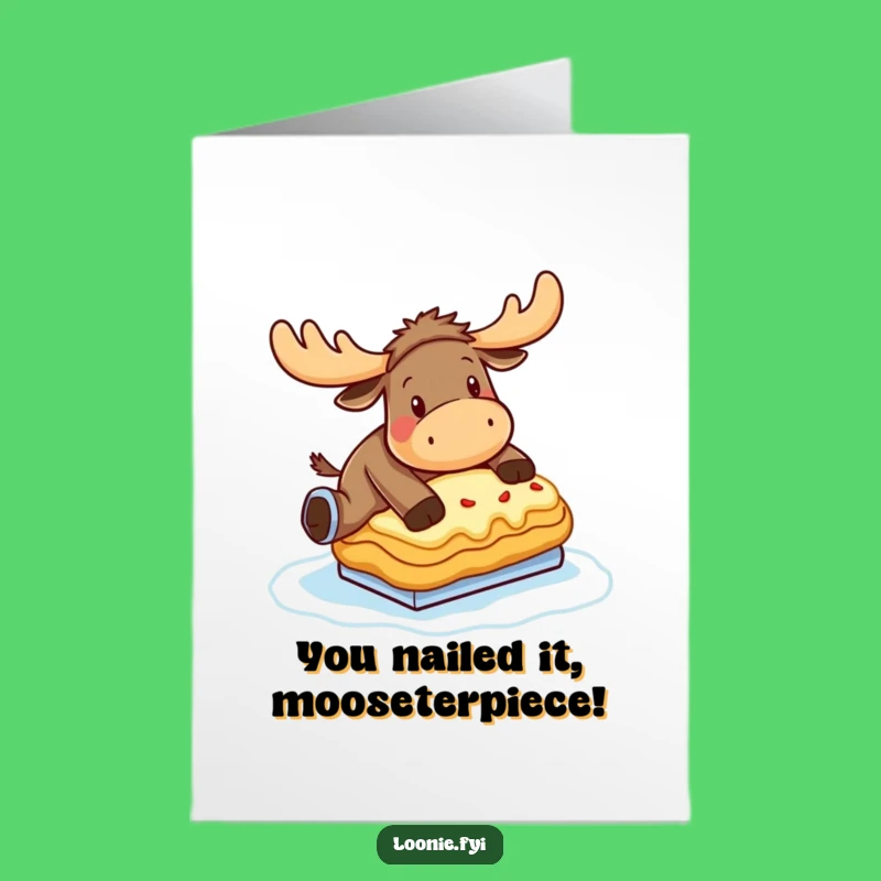 Free Printable Moose Poutine Skate Congrats Card - Downloadable Funny Achievement Greeting