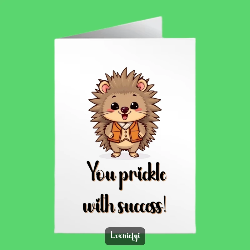 Free Printable Congrats Card: Dapper Porcupine Vest, Funny Downloadable for Any Achievement