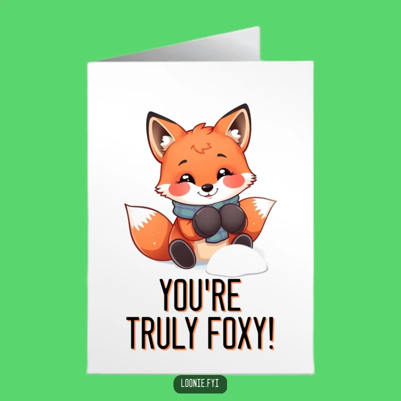 Free Printable Fox Congrats Card: Mittens Fox Celebrating, Downloadable Snowy Achievement