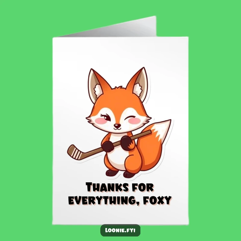 Free Printable Fox Thank You Card Funny Hockey Downloadable Gift