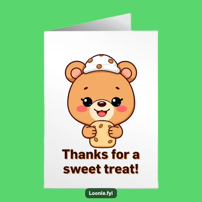 Free Printable Thank You Card: Bear with Cookie Toque, Funny Downloadable Appreciation