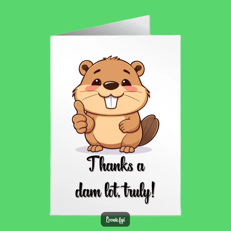 Free Printable Thank You Card: Smiling Beaver Thumbs Up, Humorous Downloadable Greeting