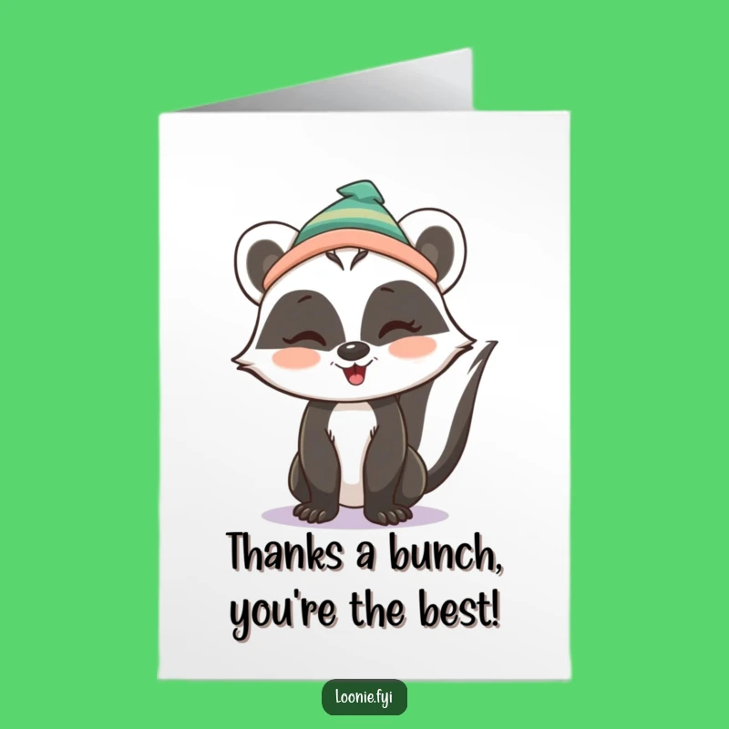 Free Printable Thank You Card: Winking Skunk in Toque, Hilarious Downloadable Gift